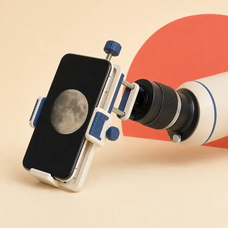 Illustration d’un concept original d’adaptateur reliant un smartphone à un télescope