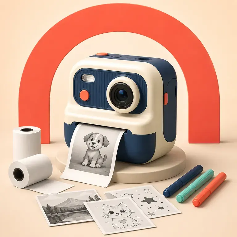 Illustration d’un concept original pour appareil photo à impression thermique pour enfant