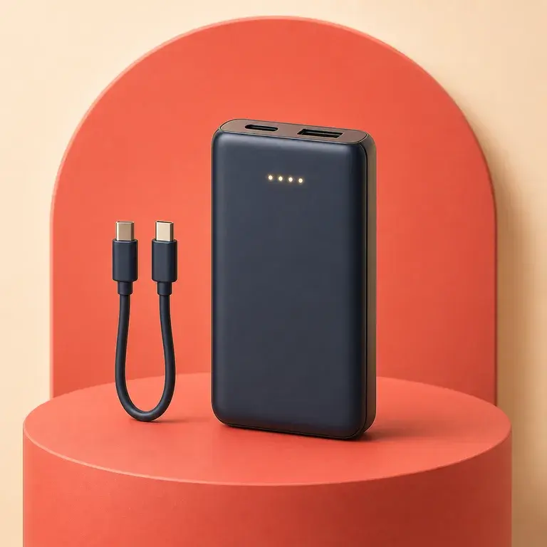 Illustration d’un concept original pour batterie externe compacte avec câble USB-C