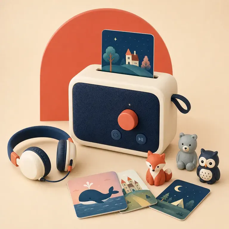 Illustration d’un concept original pour boîte à histoires audio sans écran