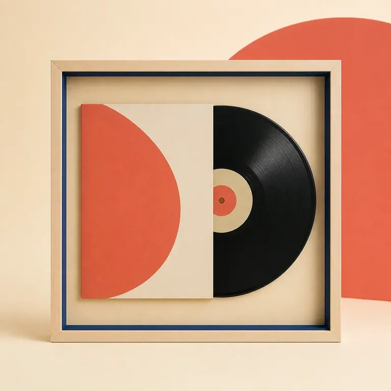 Illustration d’un concept original de cadre mural pour exposer un disque vinyle