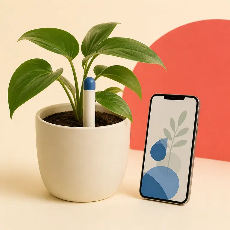 Illustration d’un concept original de capteur connecté pour surveiller une plante