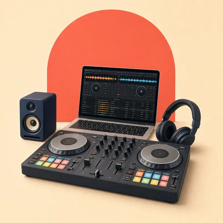 Illustration d’un concept original pour contrôleur dj complet pour débuter
