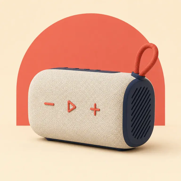 Illustration d’un concept original d’enceinte Bluetooth compacte avec dragonne