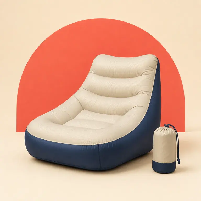 Illustration d’un concept original de fauteuil gonflable compact pour la randonnée