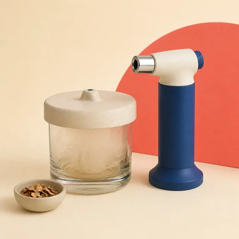 Illustration d’un concept original de kit pour fumer un cocktail sous cloche