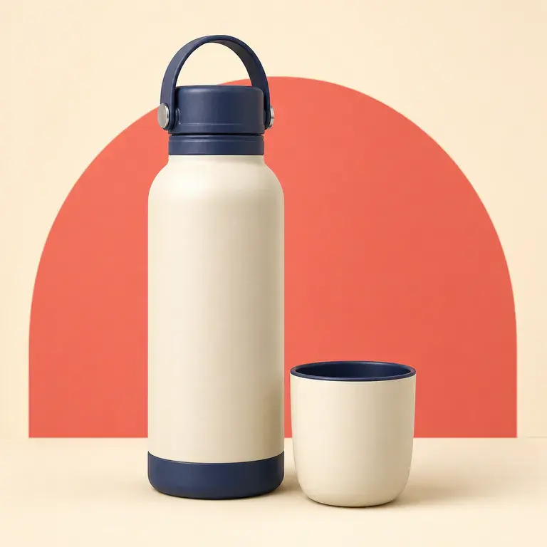 Illustration d’un concept original de gourde isotherme avec tasse
