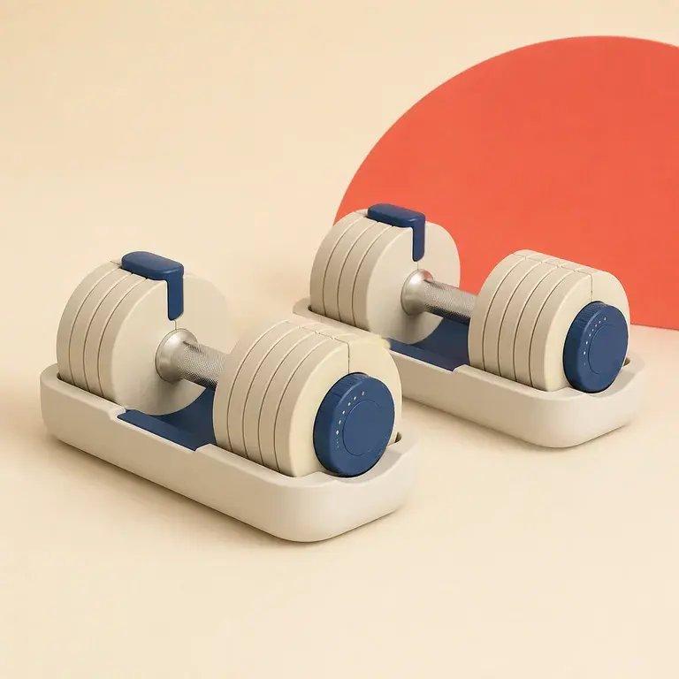 Illustration d’un concept original de paire d’haltères réglables compacts