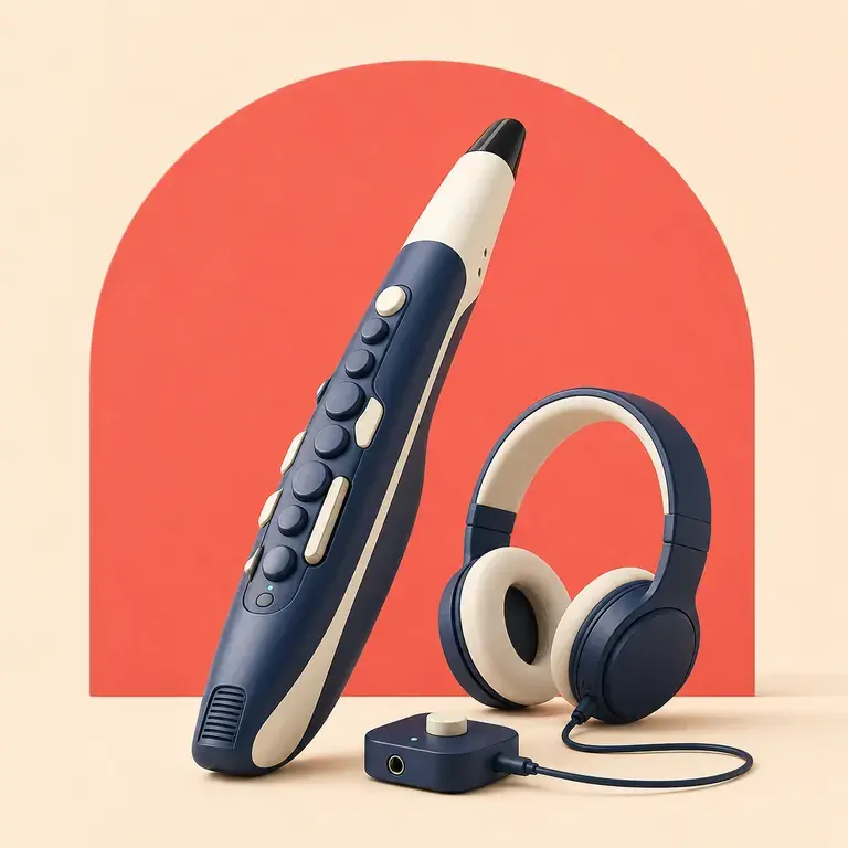 Illustration d’un concept original pour instrument à vent électronique au casque