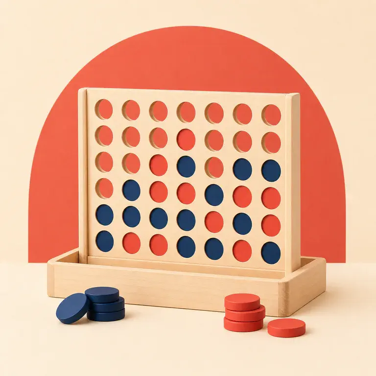 Illustration d’un concept original de jeu de quatre-en-ligne en bois