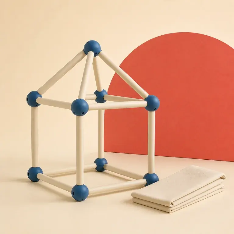 Illustration d’un concept original de kit de construction de cabane intérieure