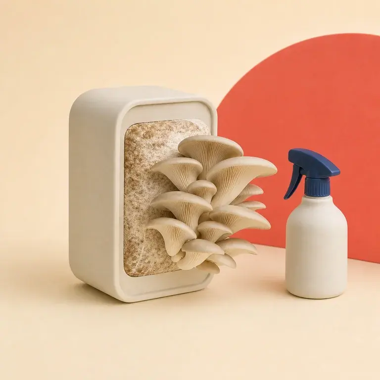 Illustration d’un concept original de kit pour cultiver des pleurotes à la maison