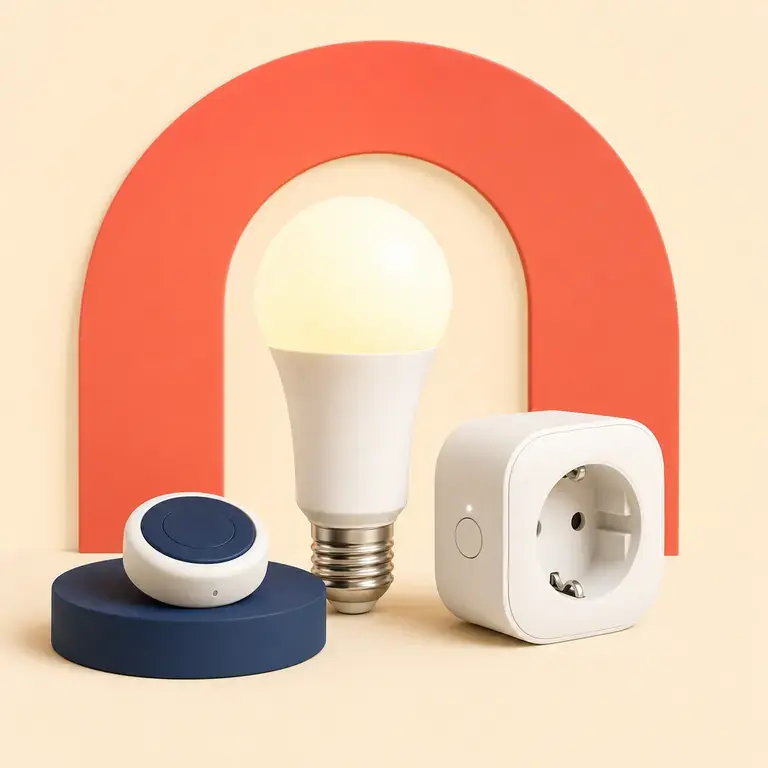 Illustration d’un concept original pour lampe commandée à la voix avec bouton physique