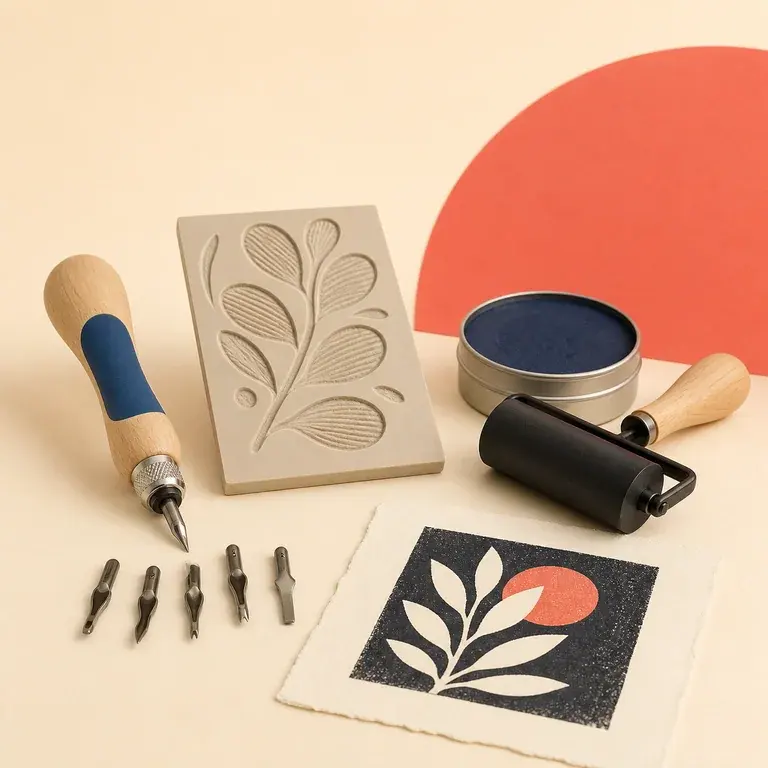 Illustration d’un concept original de kit d’initiation à la linogravure