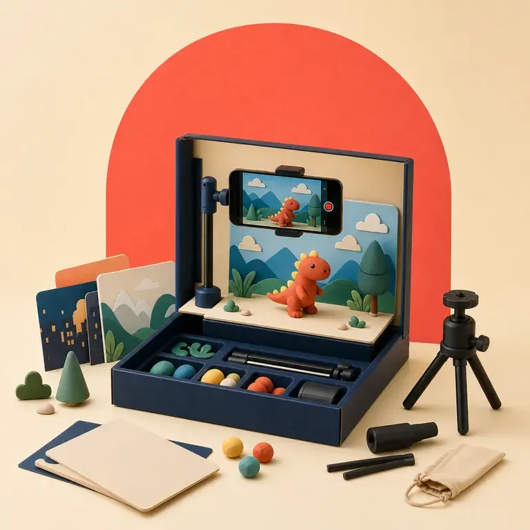 Illustration d’un concept original pour kit de stop-motion pour créer ses propres films