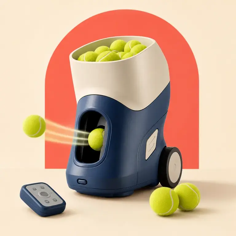 Illustration d’un concept original pour lance-balles de tennis portable