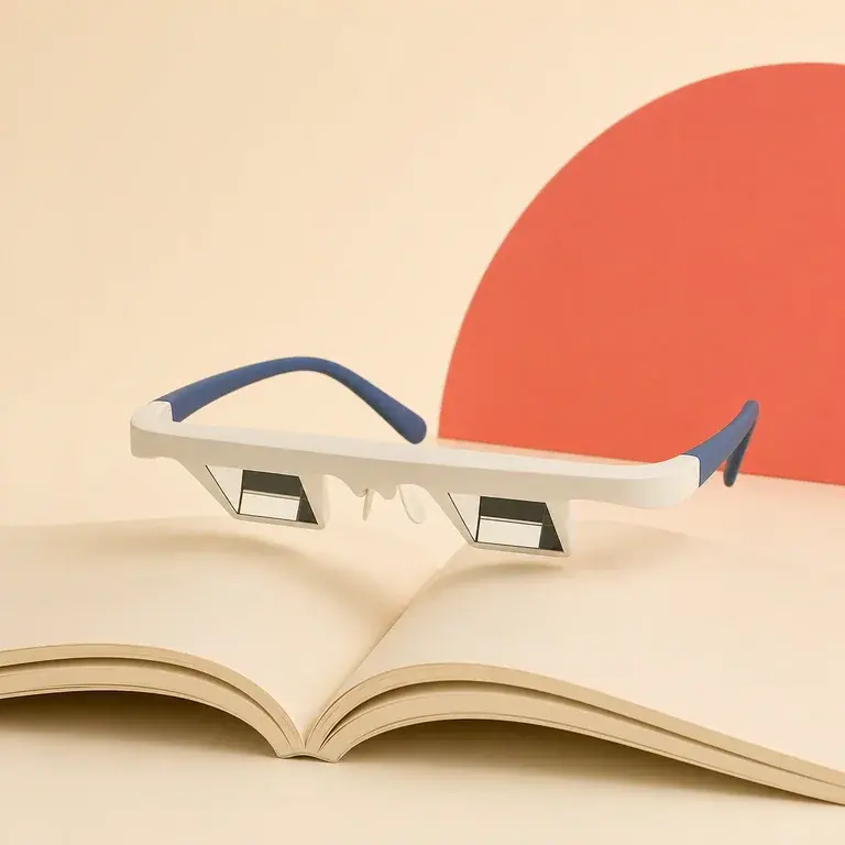 Illustration d’un concept original de lunettes prismatiques pour lire allongé