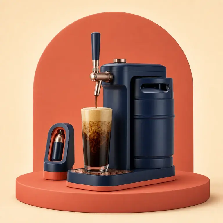 Illustration d’un concept original pour machine compacte à café nitro