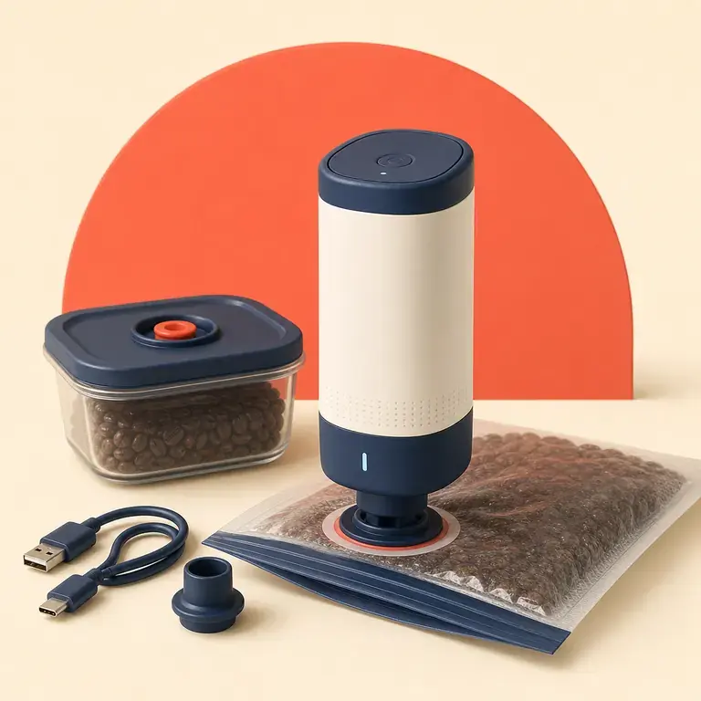 Illustration d’un concept original pour machine sous vide portable pour sacs à valve