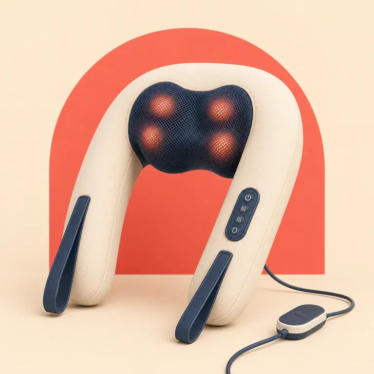 Illustration d’un concept original de masseur de nuque 3D à têtes rotatives