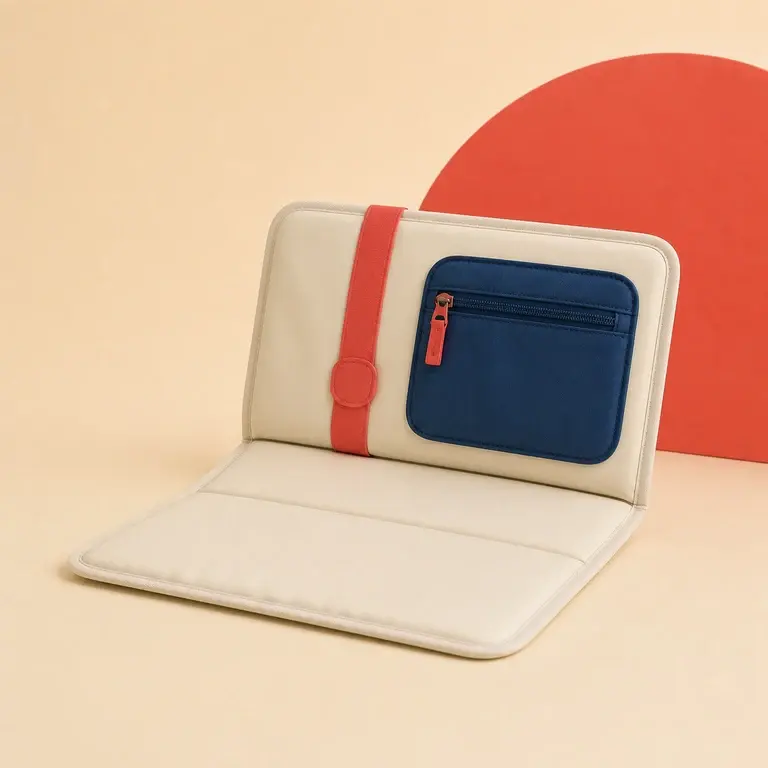 Illustration d’un concept original de matelas à langer nomade pliable