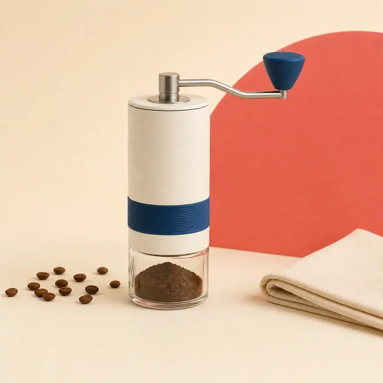 Illustration d’un concept original de moulin à café manuel avec manivelle