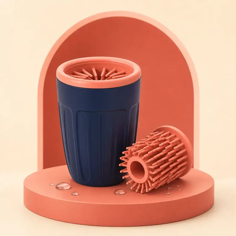 Illustration d’un concept original pour nettoyeur de pattes à brosse silicone