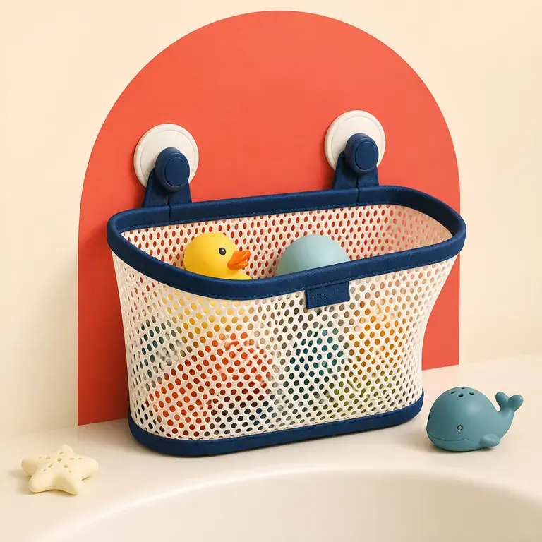 Illustration d’un concept original pour organisateur de jouets de bain qui sèche vraiment