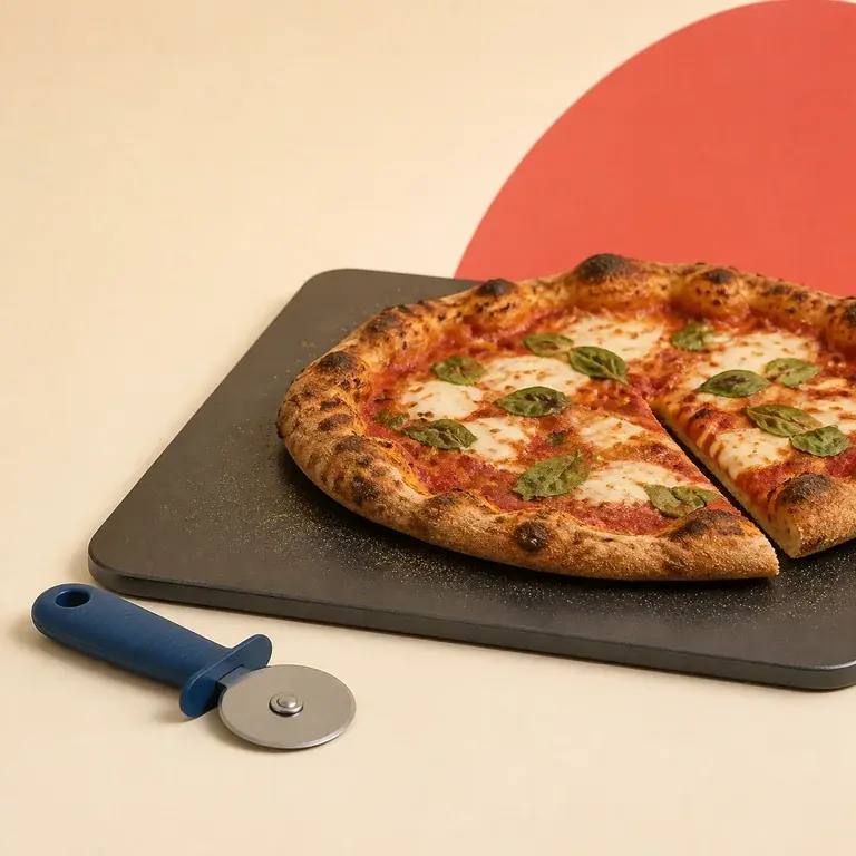 Illustration d’un concept original de plaque de cuisson en acier pour pizza