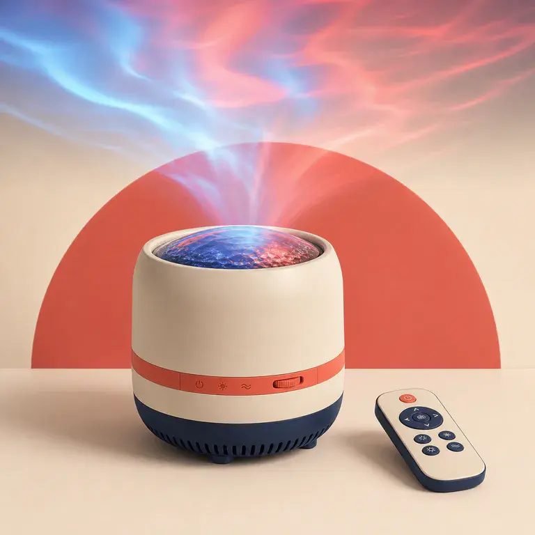 Illustration d’un concept original de projecteur d’aurores boréales avec télécommande