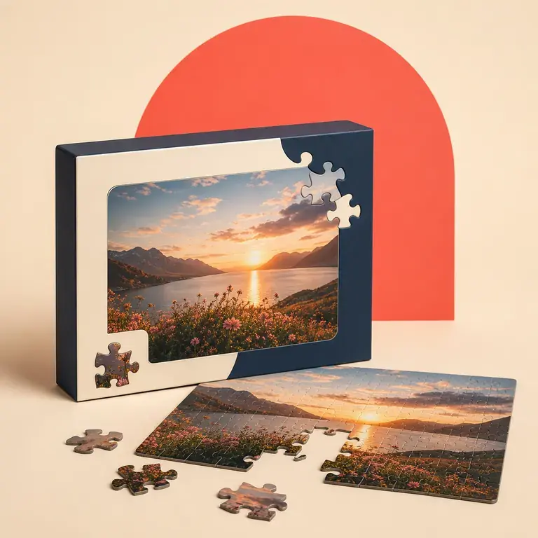 Illustration d’un concept original pour puzzle personnalisé avec une photo qui mérite d'être reconstruite