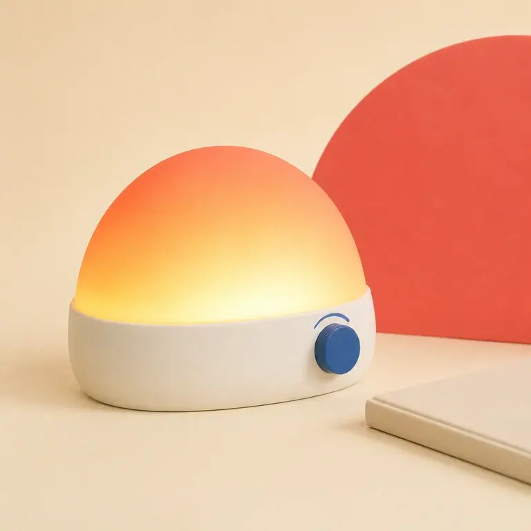 Illustration d’un concept original de réveil lumineux simulant le lever du soleil