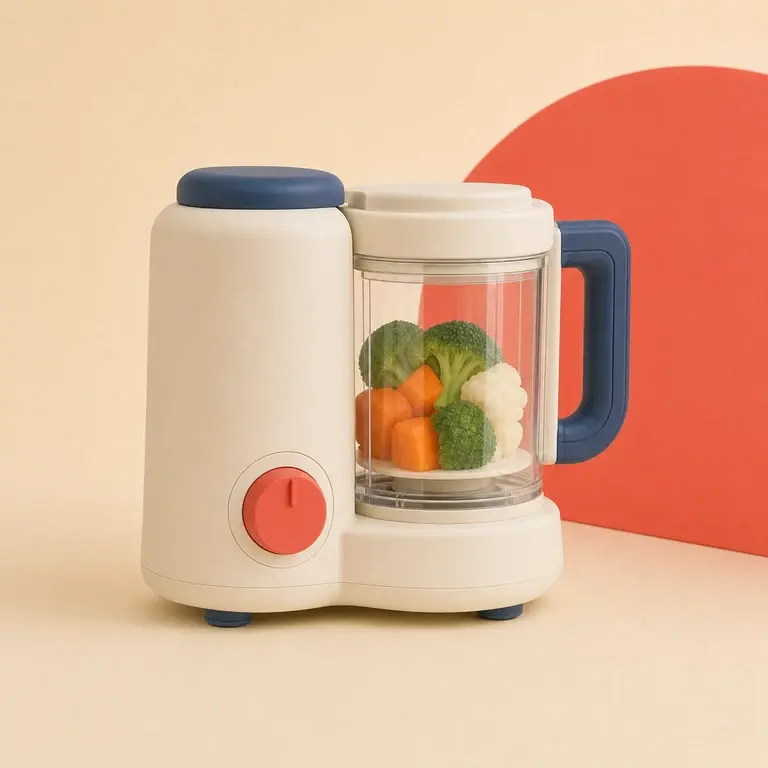 Illustration d’un concept original de robot vapeur et mixeur compact pour bébé