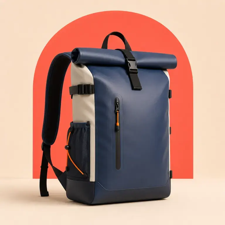 Illustration d’un concept original pour sac à dos étanche roll-top