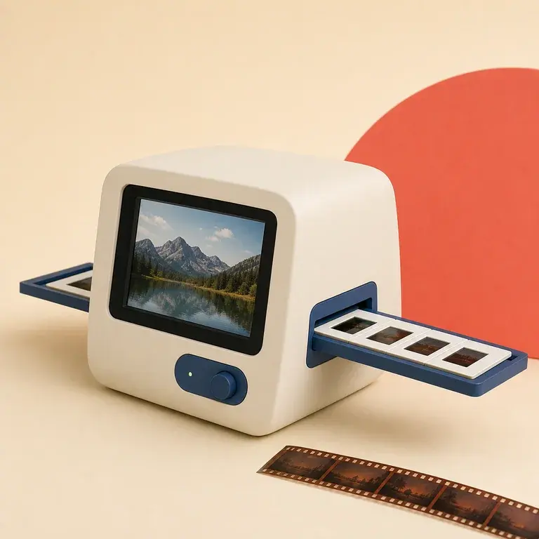 Illustration d’un concept original de scanner pour diapositives et négatifs