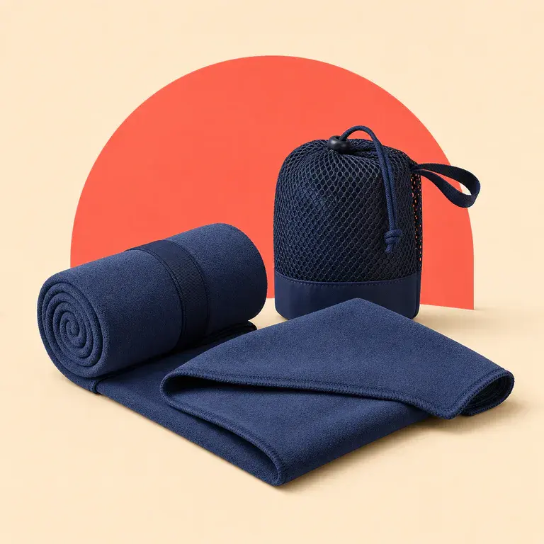 Illustration d’un concept original de serviette microfibre compacte pour le voyage