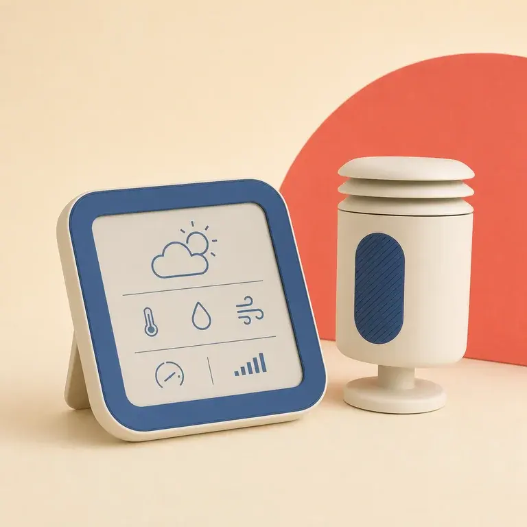 Illustration d’un concept original de station météo domestique avec capteur extérieur