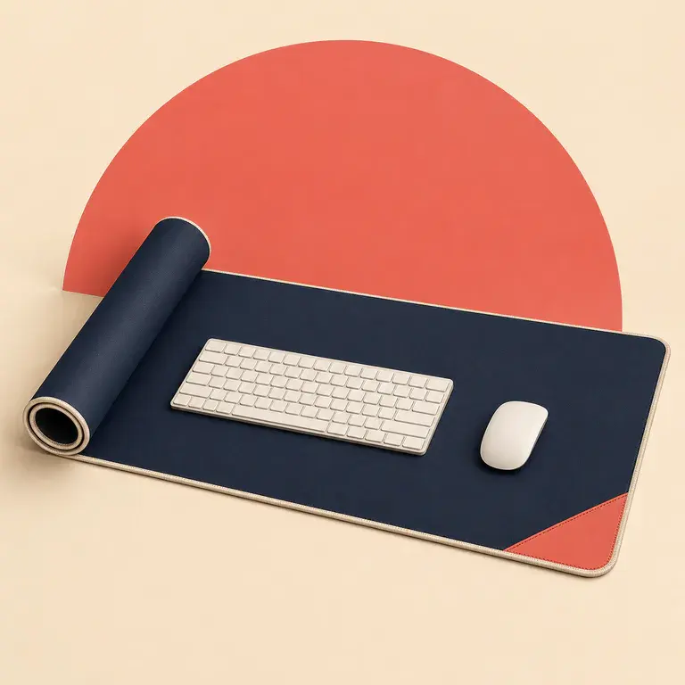 Illustration d’un concept original de grand tapis de bureau pour clavier et souris