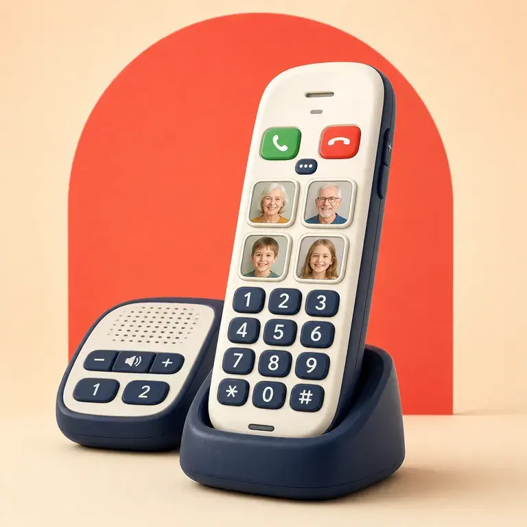 Illustration d’un concept original pour téléphone à grandes touches avec contacts photo