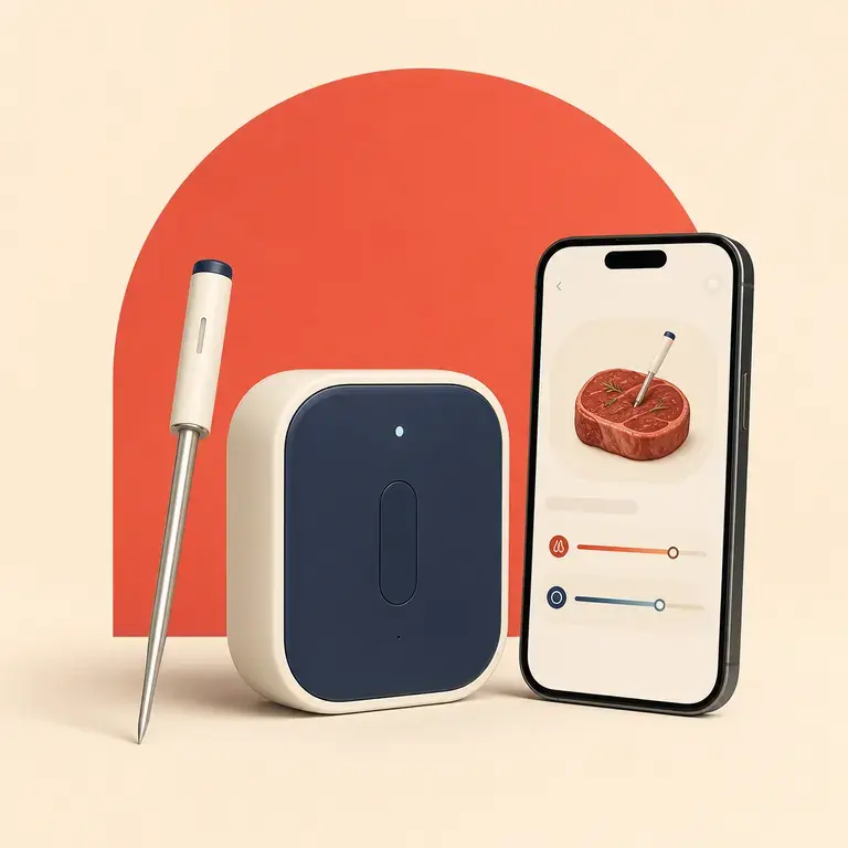 Illustration d’un concept original pour thermomètre de cuisson sans fil multipoint