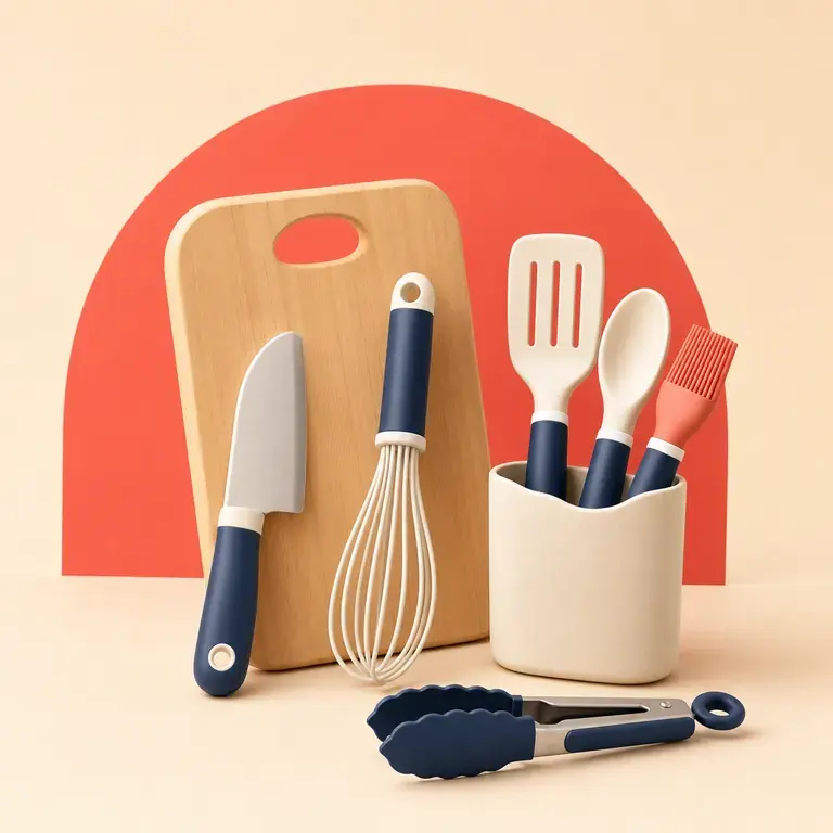 Illustration d’un concept original pour vrais ustensiles de cuisine adaptés aux enfants
