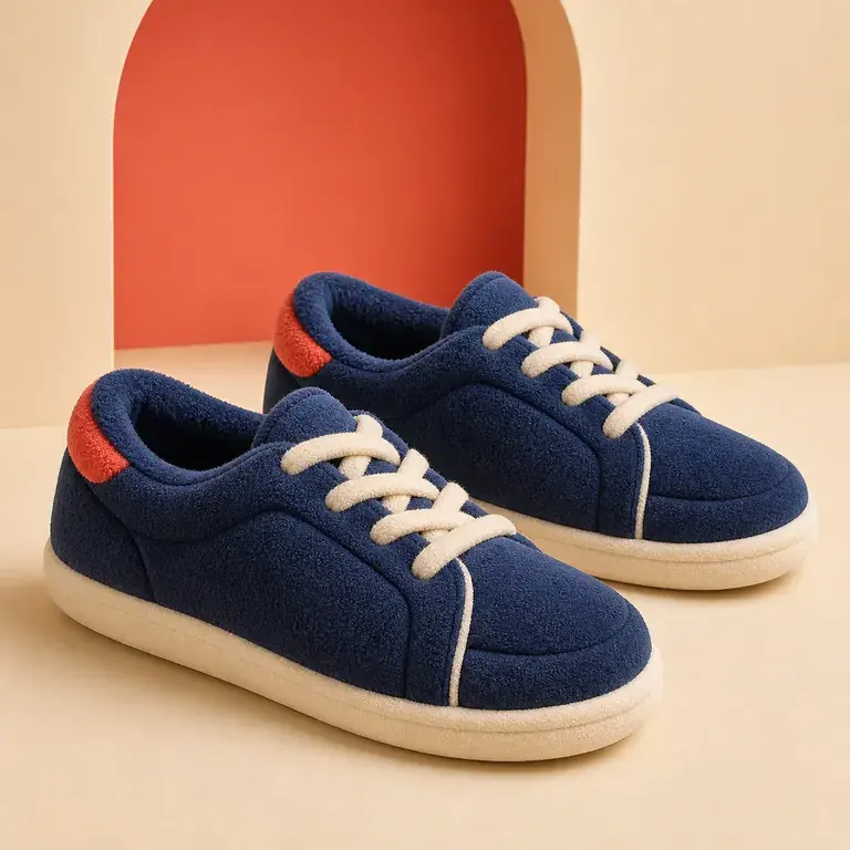 Illustration d’un concept original de chaussons confortables en forme de sneakers