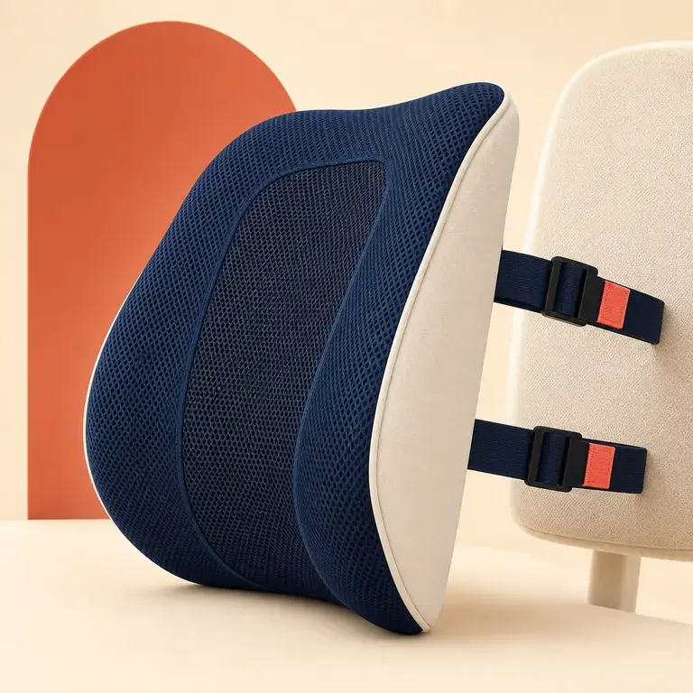 Illustration d’un concept original de coussin lombaire réglable pour chaise de bureau