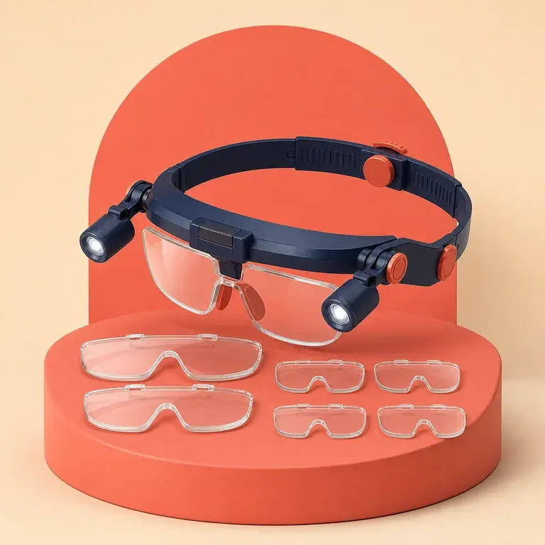 Illustration d’un concept original pour lunettes-loupe à éclairage orientable