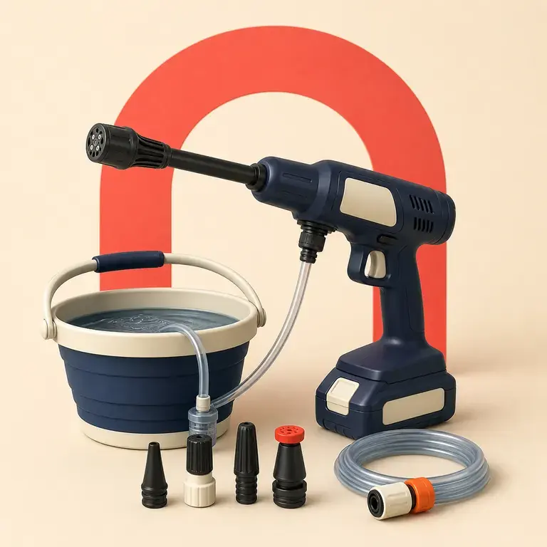Illustration d’un concept original pour nettoyeur à pression portable sur batterie