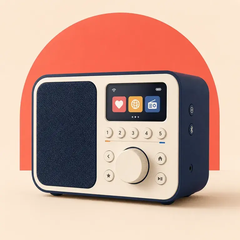 Illustration d’un concept original pour radio internet à boutons mémoire simples
