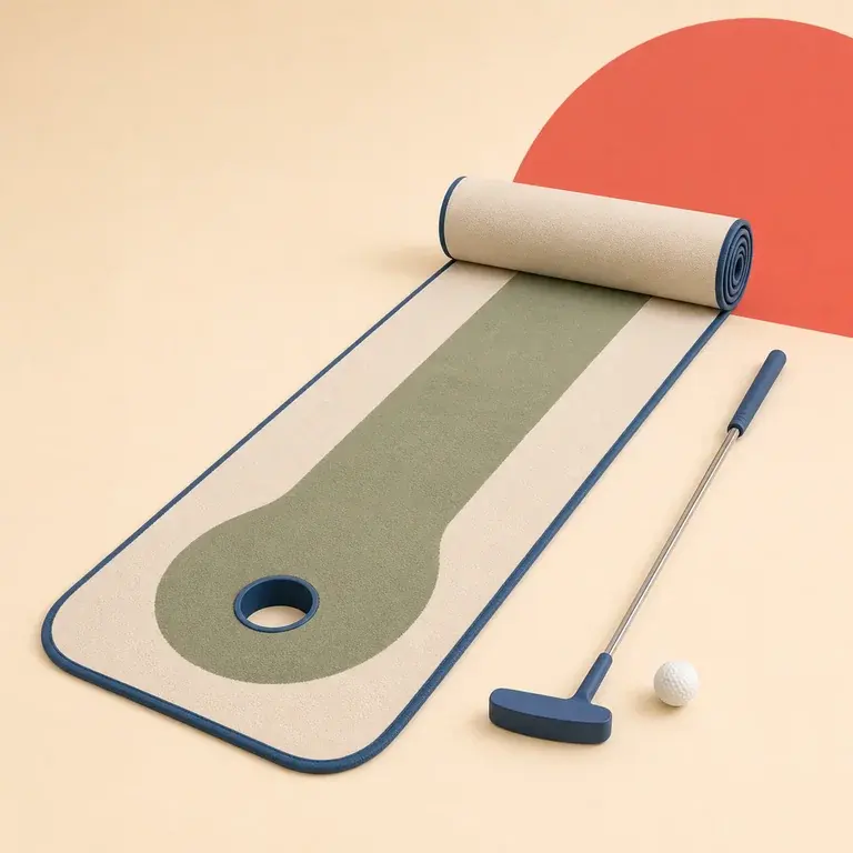 Illustration d’un concept original de tapis d’entraînement au putting avec putter